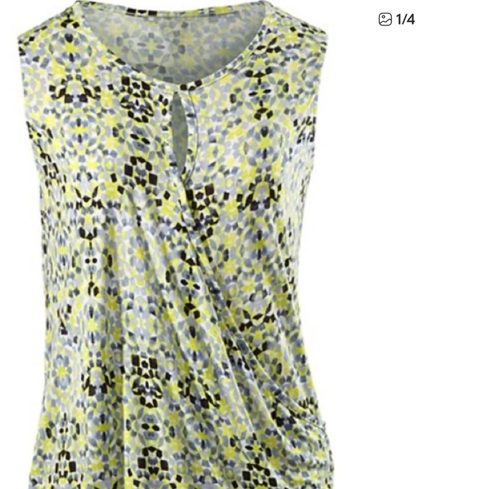 CAbi Green and Blue Patterned Tank Top